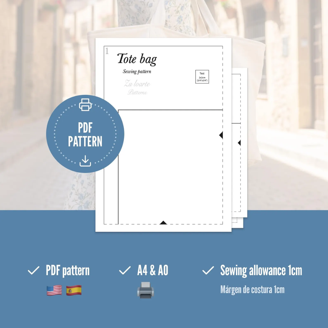 Quilted Tote Bag Sewing Pattern With Handles, Outer Pocket, and Inner Lining with Pockets, PDF, Video Tutorial