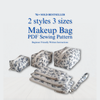 Travel Bag Sewing Pattern, 2 styles, 3 sizes, Makeup Bag, Quilted Toiletry Bag, Instant Download PDF, Beginner Friendly