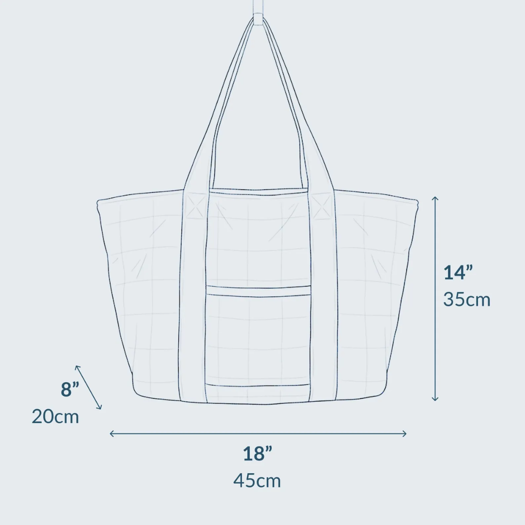 Quilted Tote Bag Sewing Pattern With Handles, Outer Pocket, and Inner Lining with Pockets, PDF, Video Tutorial